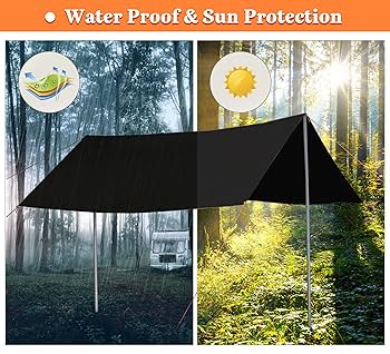 Amazon.com: LAZZO 14 x 17FT Camping Tent Tarps with Poles